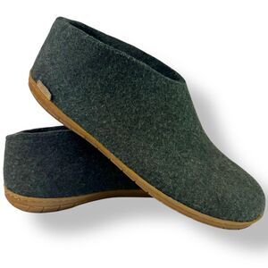 Glerups Wool Slip On Shoes Slippers Loafers Forest Green Honey Rubber 46 / 12